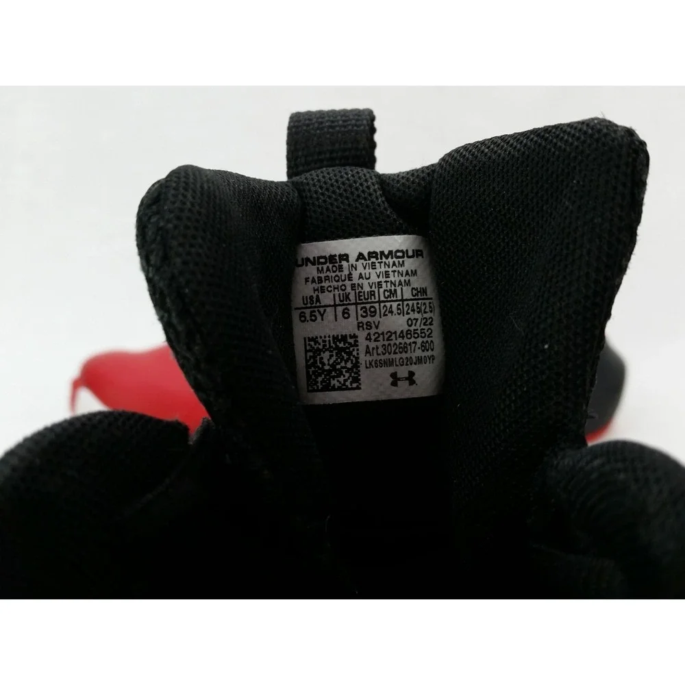 Youth Under Armour Basketball Shoes Red Black Sneakers Art 3025617-600 6.5Y 6.5